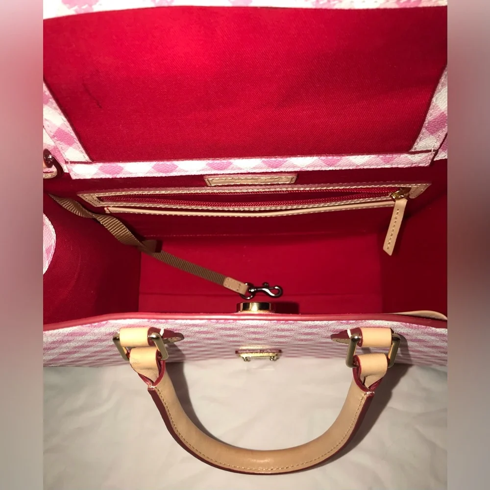 Dooney & Bourke Gingham II Janine Pink and White satchel Crossbody Bag - Picture 4 of 11